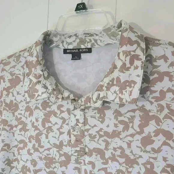 Michael Kors Blue Brown Printed Polo Performance Size XL - Picture 3 of 7